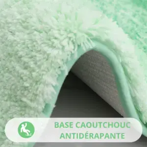 Alfombra de baño blanca y verde