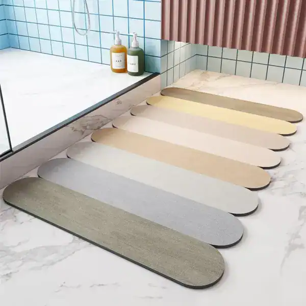 Alfombra de baño plegable de diatomita en varios colores para ducha.