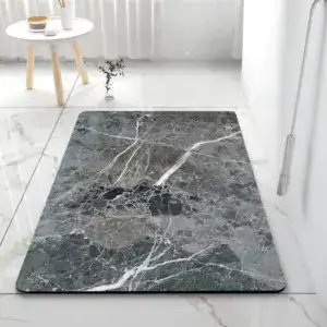 Alfombra de baño gris oscuro efecto mármol