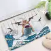Alfombrilla baño con gato armado y tiburón en estilo japonés.