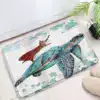 Alfombra baño con diseño de gato superhéroe sobre una tortuga marina.