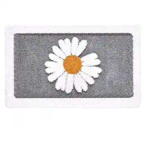 Alfombra de baño gris claro con estampado de flores