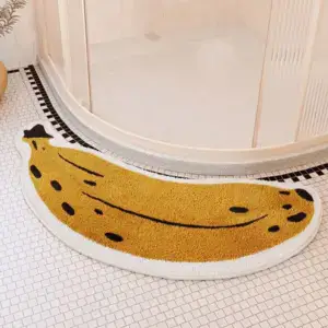 Alfombra de baño divertida con forma de plátano