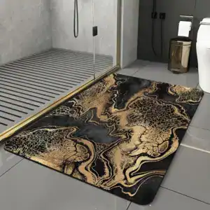 Alfombra de baño dorada